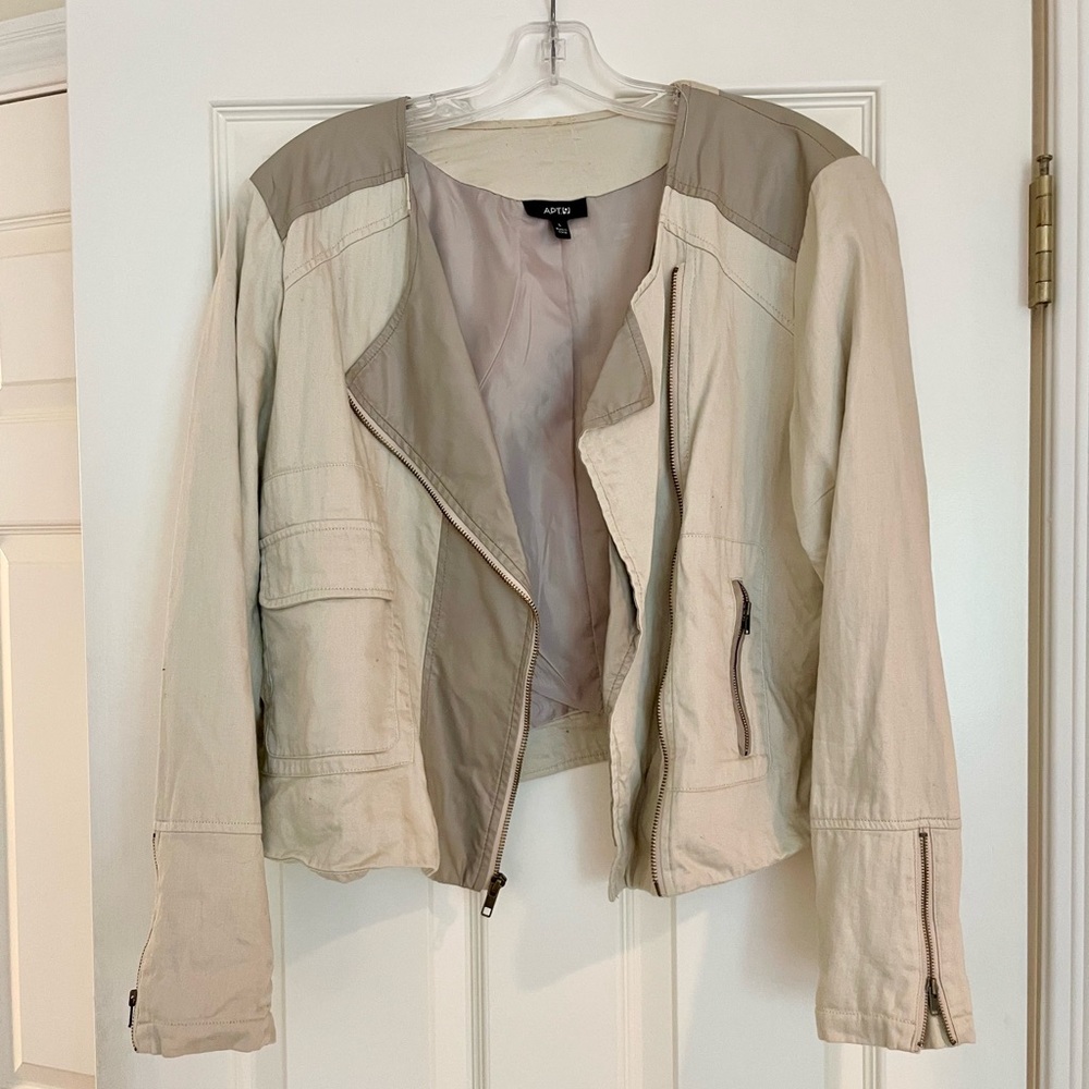 Lightweight Moto Jacket with Faux Leather trim